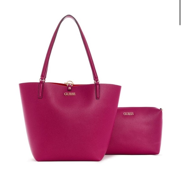 New GUESS Fuchsia Tote - Picture 1 of 5